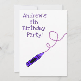 Invitation Fête d'anniversaire au crayon violet