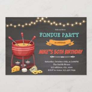 Invitation fête d'anniversaire au fromage à fondue