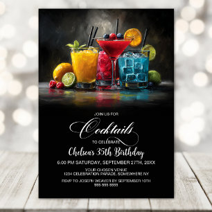 Invitation Fête d'anniversaire aux cocktails colorés