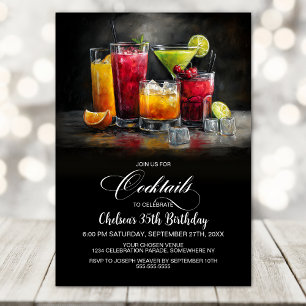 Invitation Fête d'anniversaire aux cocktails colorés