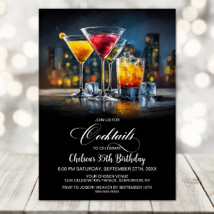 Invitation Fête d'anniversaire aux cocktails colorés