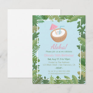 Invitation Fête d'anniversaire aux feuilles tropicales de noi