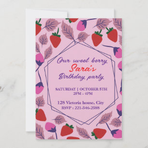Invitation Fête d'anniversaire aux fraises