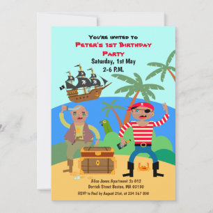 Invitation Fête d'anniversaire aux pirates et au trésor