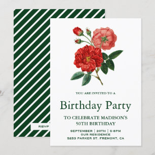 Invitation Fête d'anniversaire aux roses rouges romantiques v