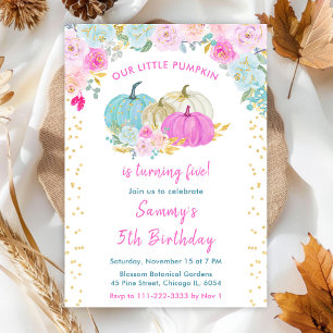 Invitation Fête d'anniversaire avec confettis de citrouilles
