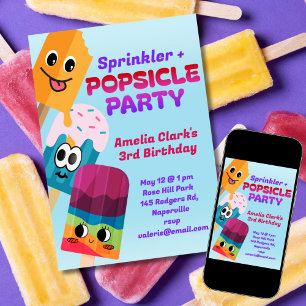 Invitation Fête d'anniversaire avec des sucettes glacées
