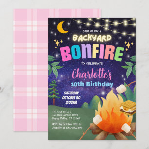 Invitation Fête d'anniversaire avec feu de joie dans la cour