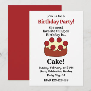 Invitation Fête d'anniversaire avec gâteau