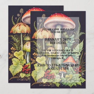 Invitation Fête d'anniversaire avec impression de forêt de ch