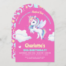 Invitation fête d'anniversaire avec licorne.