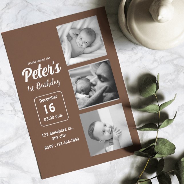 Invitation Fête d'anniversaire avec nom et photo  (Name And Photo Birthday Party Invitation)
