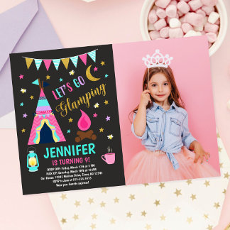 Invitation Fête d'anniversaire avec nuitée de glamping 