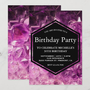 Invitation Fête d'anniversaire avec pierre précieuse d'améthy