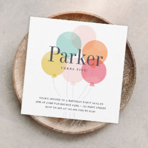 Invitation Fête d'anniversaire avec un bouquet de ballons mod