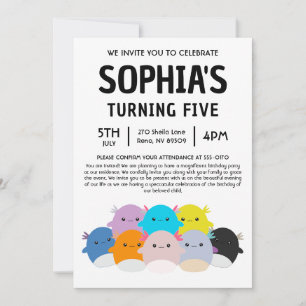 Invitation Fête d'anniversaire Axolotl Squishmallow