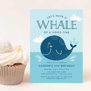 Invitation Fête d'anniversaire Baleine de folie