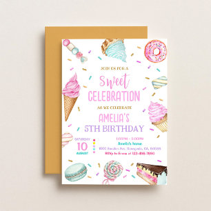 Invitation Fête d'anniversaire Ballerine Rose Or
