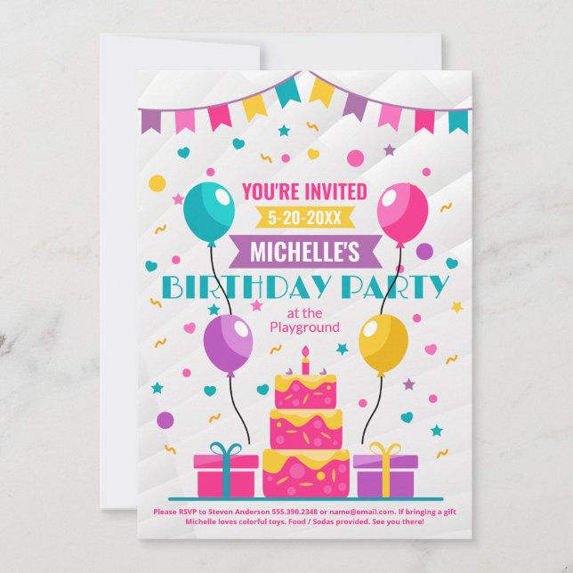 Invitation Fête d'anniversaire | Ballons | Confetti (Devant)