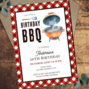 Invitation Fête d'anniversaire BBQ 20 ans Adulte