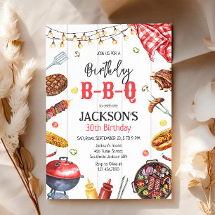 Invitation Fête d'anniversaire BBQ Barbeque Grill Jardin 