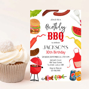 Invitation Fête d'anniversaire BBQ Barbeque Grill Jardin 