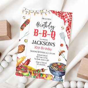 Invitation Fête d'anniversaire BBQ Barbeque Grill Jardin