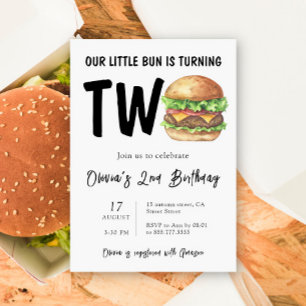 Invitation Fête d'anniversaire BBQ Burger 2ème année
