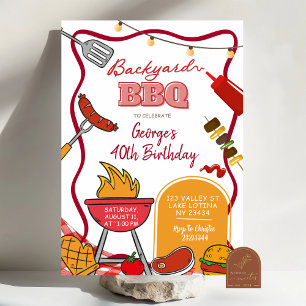 Invitation Fête d'anniversaire BBQ dans la cour