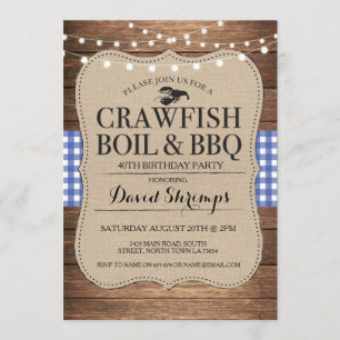 Invitation Fête d'anniversaire BBQ écrevisses de tout âge Hom