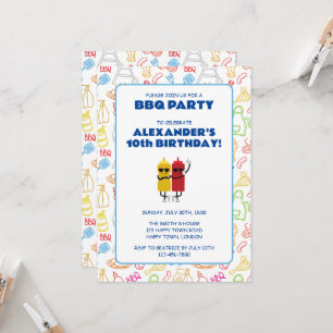 INVITATION FÊTE D'ANNIVERSAIRE BBQ PERSONNALISABLE