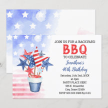 Fête d'anniversaire BBQ rouge blanc et bleu