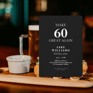 Invitation Fête d'anniversaire Black Make 60 Great Again