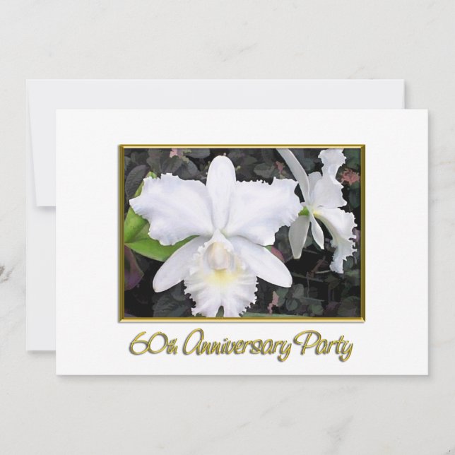Invitation Fête d'anniversaire blanche croquante 60 (Devant)