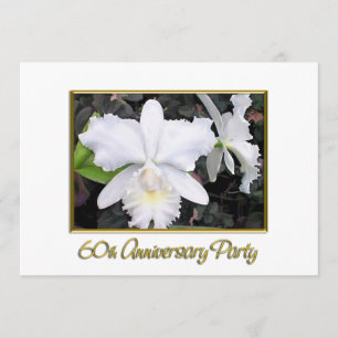 Invitation Fête d'anniversaire blanche croquante 60