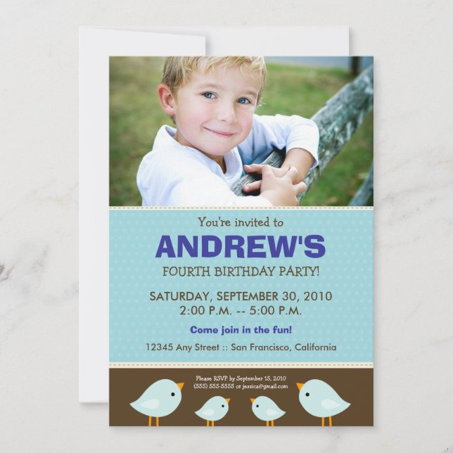 Invitation Fête d'anniversaire bleue de peu de garçon de (Devant)