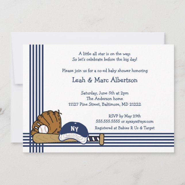 Invitation Fête d'anniversaire bleue et blanche de baby (Devant)