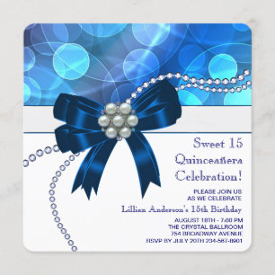 Invitation Fête d'anniversaire bleue turquoise de bleu royal