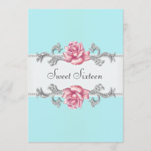 Invitation Fête d'anniversaire bleue turquoise de sweet