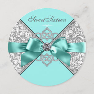 Invitation Fête d'anniversaire bleue turquoise du bonbon 16 à