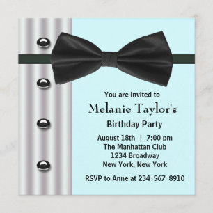 Invitation Fête d'anniversaire bleue turquoise noire de
