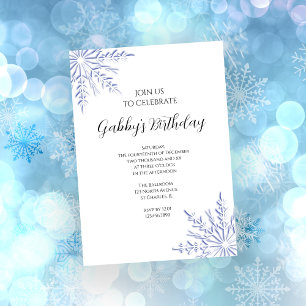 Invitation Fête d'anniversaire Blue Winter Snowflake