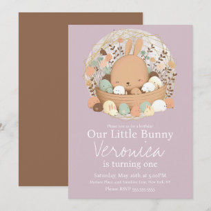 Invitation Fête d'anniversaire bohème de Pâques Lapin à l'aqu