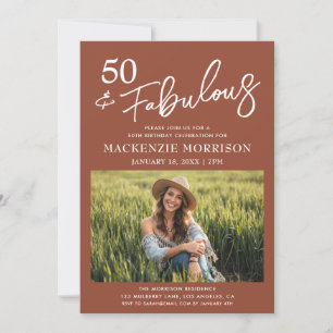 Invitation Fête d'anniversaire Boho Cinquante et Fabuleuse