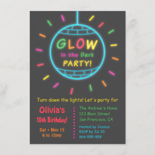 Invitation Fête d'anniversaire boule disco qui brille dans le