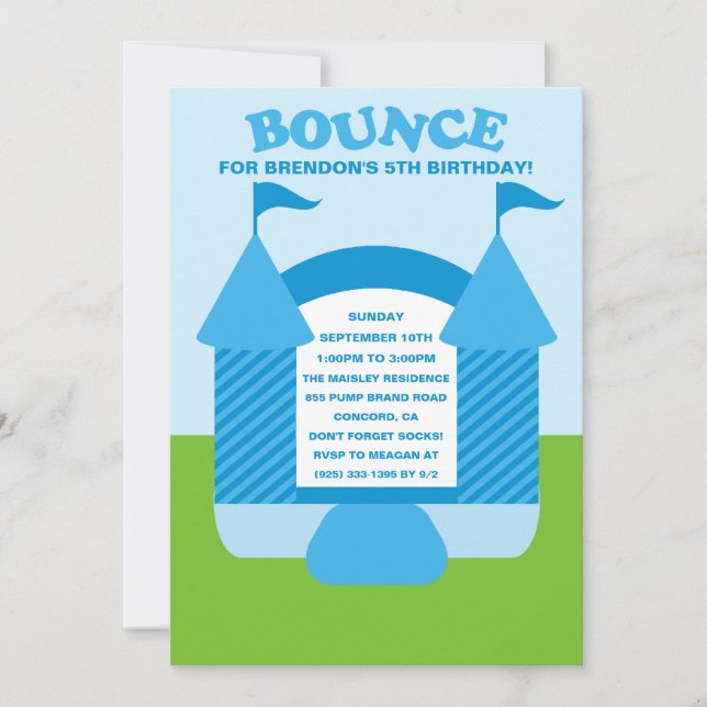 Invitation Fête d'anniversaire Bounce Bounce House (Devant)