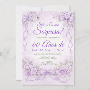 Invitation Fête d'anniversaire Bow Purple Floral Sorpresa 60