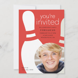 Invitation Fête d'anniversaire bowling photo enfants