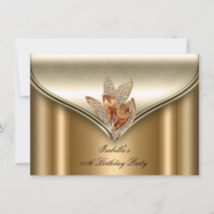 Invitation Fête d'anniversaire Bronze Marron Or Élégant