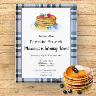 Invitation Fête d'anniversaire brunch crêpes à l'aquarelle